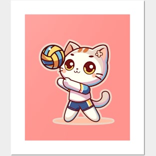 Cute Kitty Volleyball Player Posters and Art